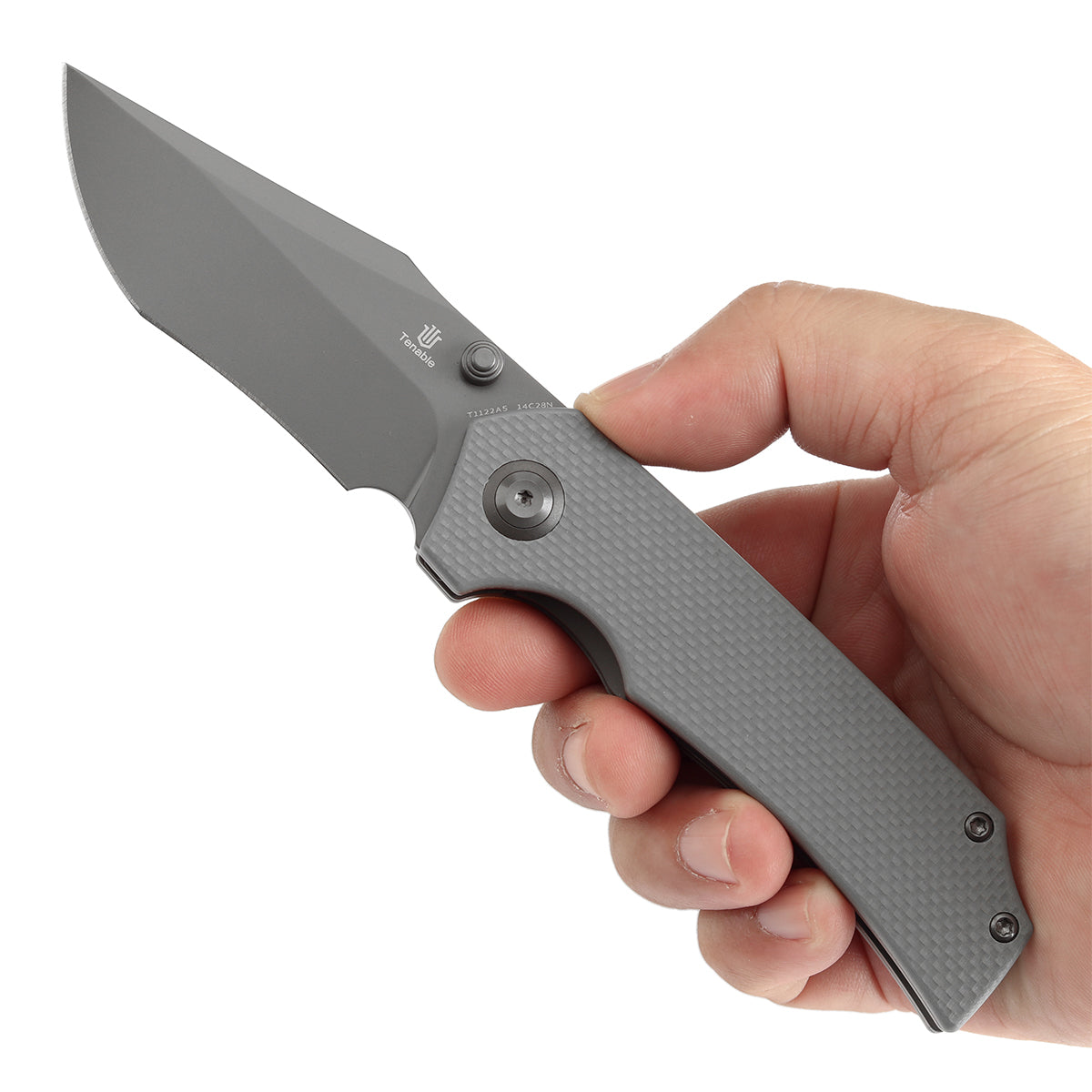 Tenable Fermi Folding Knife Light Sand G10 Handle (3.11'' Grey TiCn Coated 14C28N Blade) Burchtree Designs-T1122A5