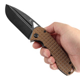 Tenable Bömbur Folding Knife Brown G10 with Frag Pattern Handle (3.53'' Blackwash D2 Blade) Midgards Messer Design--T1054A2